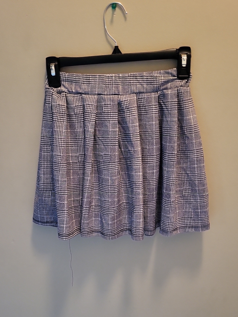 Rainbow Black and White Plaid Pleated Skater Skirt